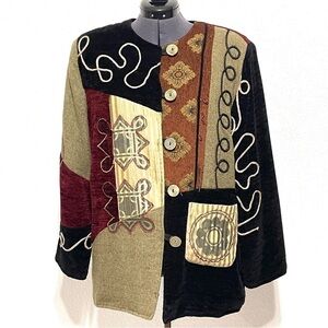 Allure VINTAGE Woman Multi Pattern Embroidery Button Down Jacket Size S